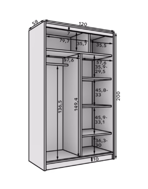 Garderobna omara Castello z drsnimi vrati 120 cm - slika 11