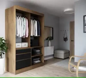 Garderobna omara Haidar z drsnimi vrati 180 cm - slika 4