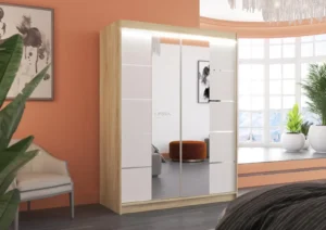 Garderobna omara Nordic z drsnimi vrati 150 cm - slika 3