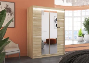 Garderobna omara Nordic z drsnimi vrati 150 cm - slika 4