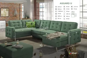 Kotna sedežna garnitura Asgard U posteljno funkcijo - slika 34