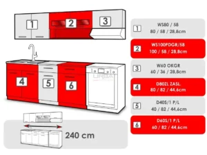 Senso 240cm bela/picard + grafitno siva - slika 4
