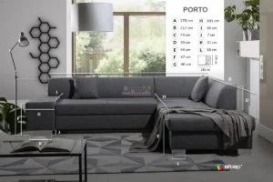 Kotna sedežna garnitura Porto s posteljno funkcijo - slika 21